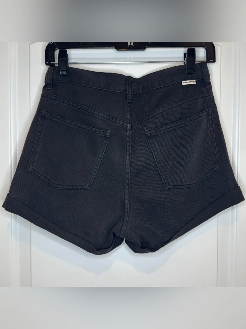 Billabong Black High Waisted Cuffed Denim Shorts